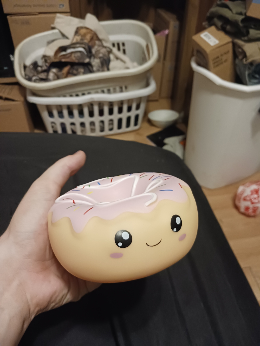 Kawaii Pink Frosted Donut Squishy With Ice Cream